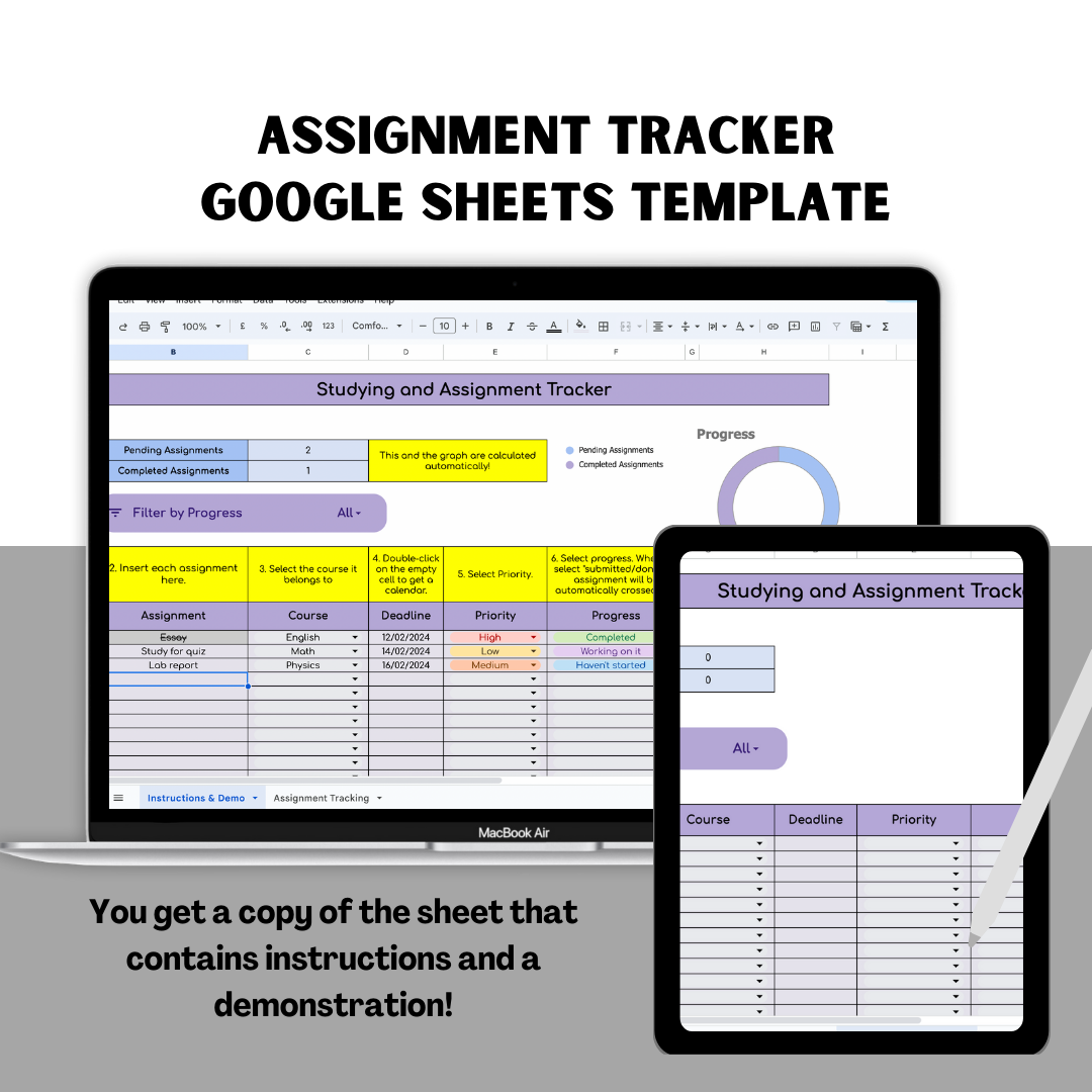 Assignment Tracker Google Sheet Template