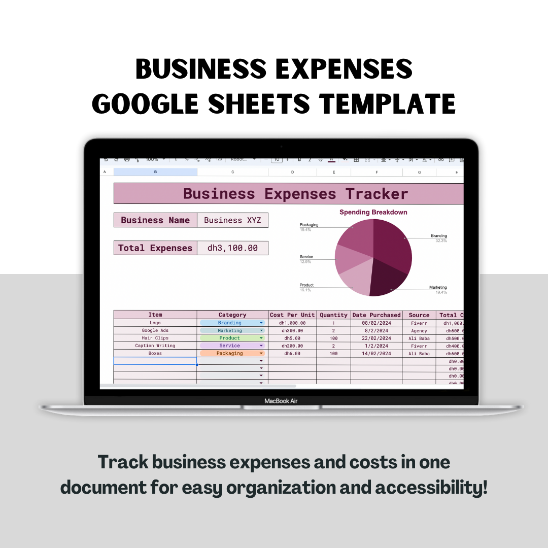 Business Expenses Tracker Google Sheet Template