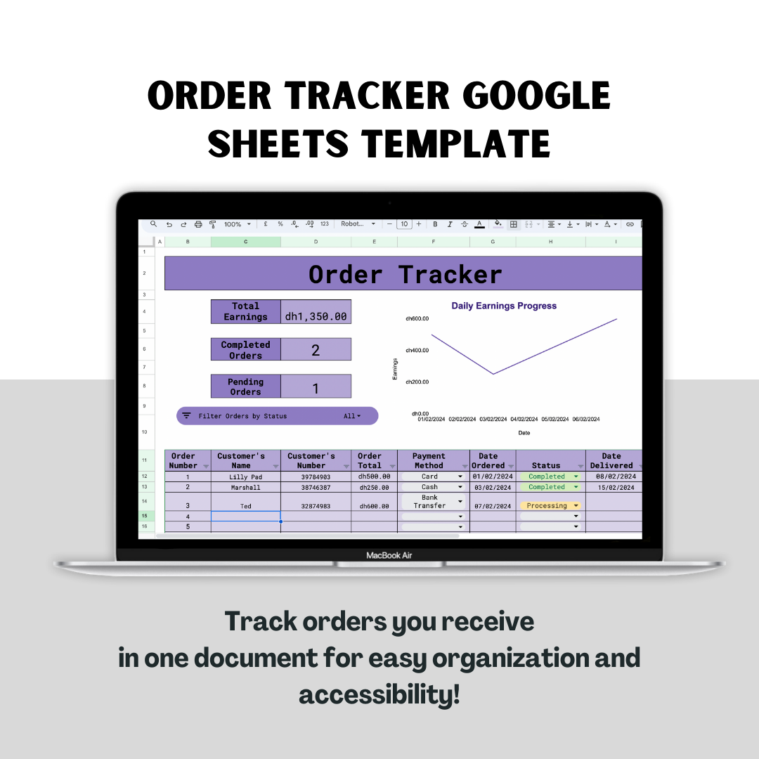 Order Tracker Google Sheet Template