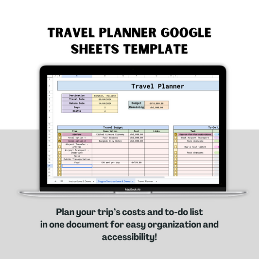 Travel Planner Google Sheet Template