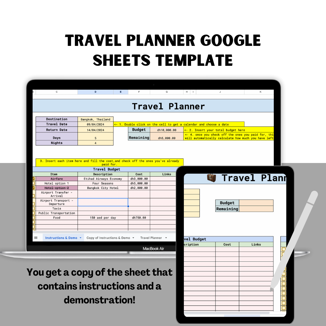 Travel Planner Google Sheet Template